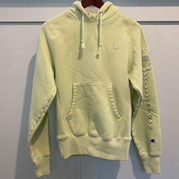 Champion Tops - Champion Hoodie Sweatshirt Women XS Lime Green Spellout Reverse Weave Athleisure